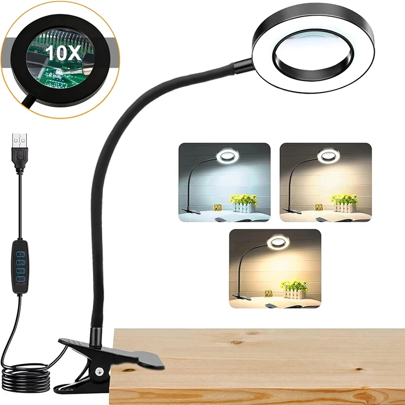 10X Magnifying Glass with 3 Co - Electronics Repair Glasses 评论和价格