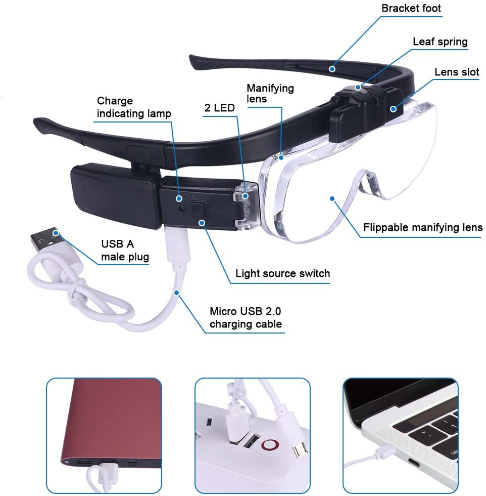 Magnifying Glasses Magnifier 1 - Electronics Repair Glasses 评论和价格